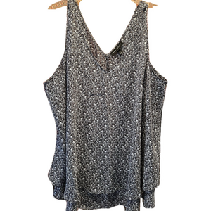 Lane Bryant Tank Top, Size 22, V-Neck, Flowery, PTP 27.5”, double layered flow